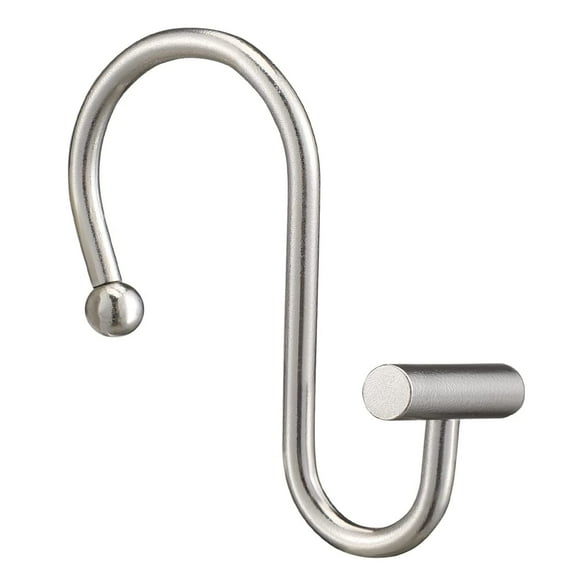 Gracelife Shower Curtain Hooks Set Of 12 Rust Resistant Metal Shower Curtain Rings For Bathroom T-Bar Decorative Hooks Hangers For Shower Rod (Nickel)