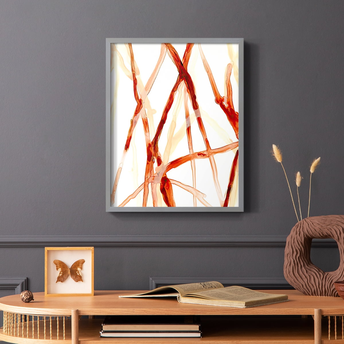Runnel V Framed Print in Gray Solid Wood Framed Print No Nail Hanging