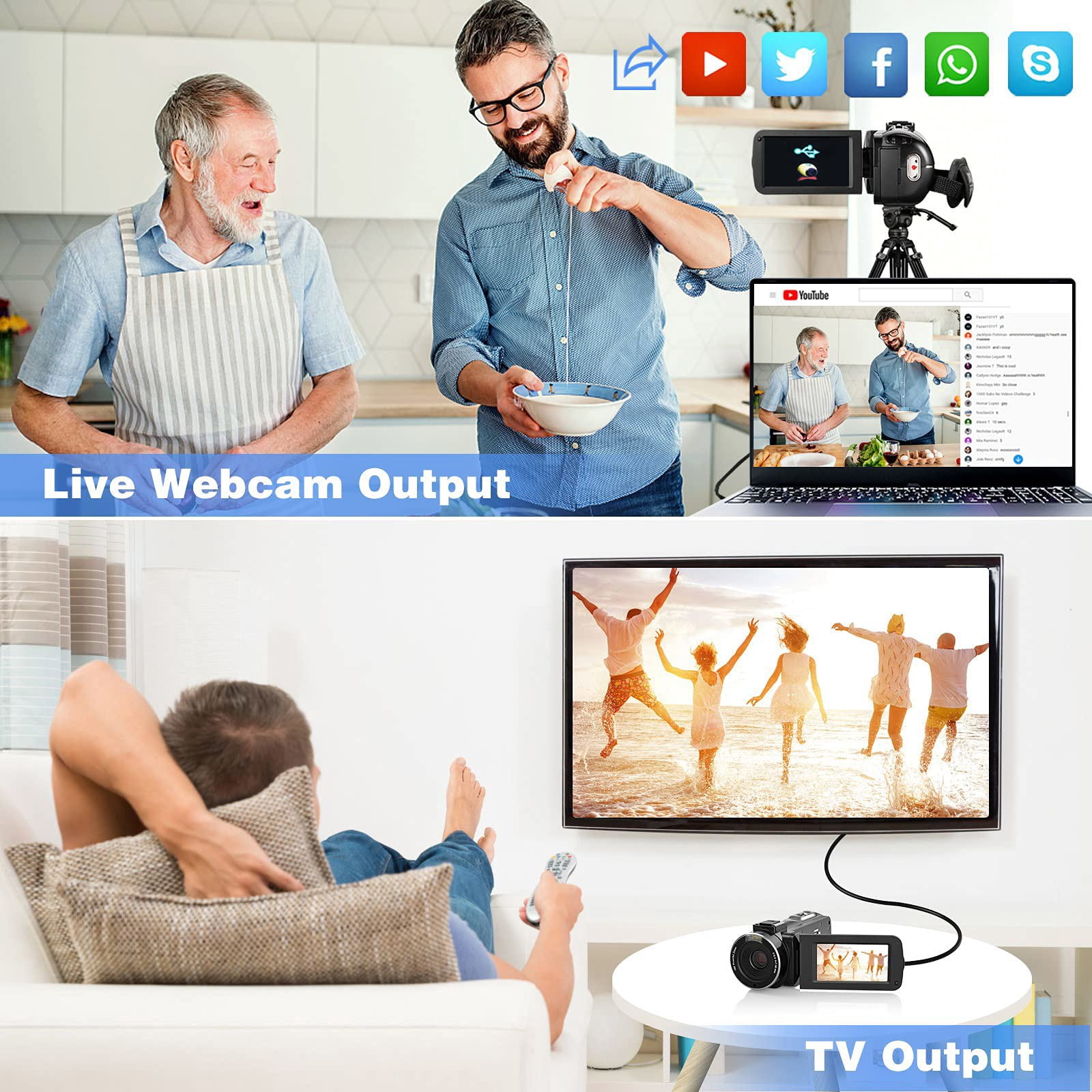 Video Camera Camcorder for Filming with 32G SD Card FHD 1080P 36MP 30FPS 3” 270° Rotating IPS Screen IR Night Vision Vlogging Camera for YouTube