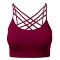 thumbnail image 1 of Women's Novelty Bras Seamless Triple Criss-Cross Front Bralette Sports Bra (No Pad), 1 of 4