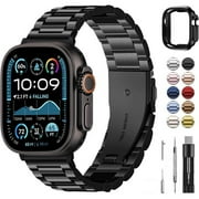 Case+strap compatible with stainless steel Apple Watch 42mm 46mm 49mm, suitable for Apple Watch 11/10 Ultra