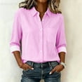 thumbnail image 5 of Sheghy Plus Size Tops Women's Long-sleeved Top Fashionable Button-down Loose Casual Striped Long-sleeved Shirt Pink L, 5 of 9