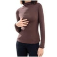 thumbnail image 4 of safuny Women's Slim Lightweight Long Sleeve Pullover Turtleneck Mock Shirts Base Layer Fall Winter Tops Brown _v XL, 4 of 4