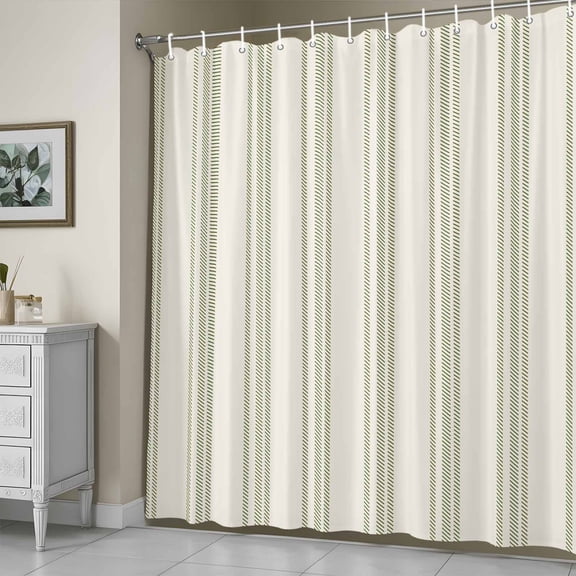 Shower Curtain for Bathroom Rustic Green Stripes on Vintage Waterproof Bath Curtains Shower Curtains with Hooks,Abstract Art Bathroom Curtain Privacy Drapes for Bathtubs Toilet 72x72in