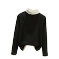 thumbnail image 2 of Craaazy Women's Fashion Solid Color Long Sleeve Shirts Stand-up Collar Blouses Leisure Thermal Tops Gifts, 2 of 6