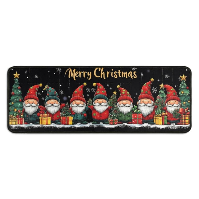 2 Piece Christmas Plaid Kitchen Rug Sets Merry Xmas Tree Branches Kitchen Floor Mat Absobent Kitchen Floor Matfor Bathroom Room (47x17+30x17 Inches)