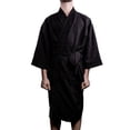 thumbnail image 1 of Bata De Baño Elegante De Microfibra Unisex Y Unitalla con Textura de Algodón Color Negro, 1 of 5