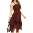 thumbnail image 4 of Sakkas Ella Smocked Bodice Spaghetti Strap Double Layered Dress - Brown - One Size Regular, 4 of 5