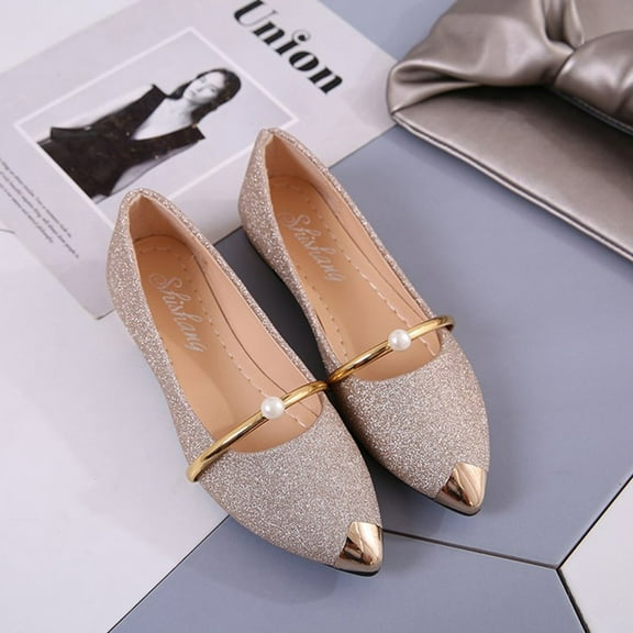 Baluue Fashion Flat Shoes for Women Golden 1 Pair