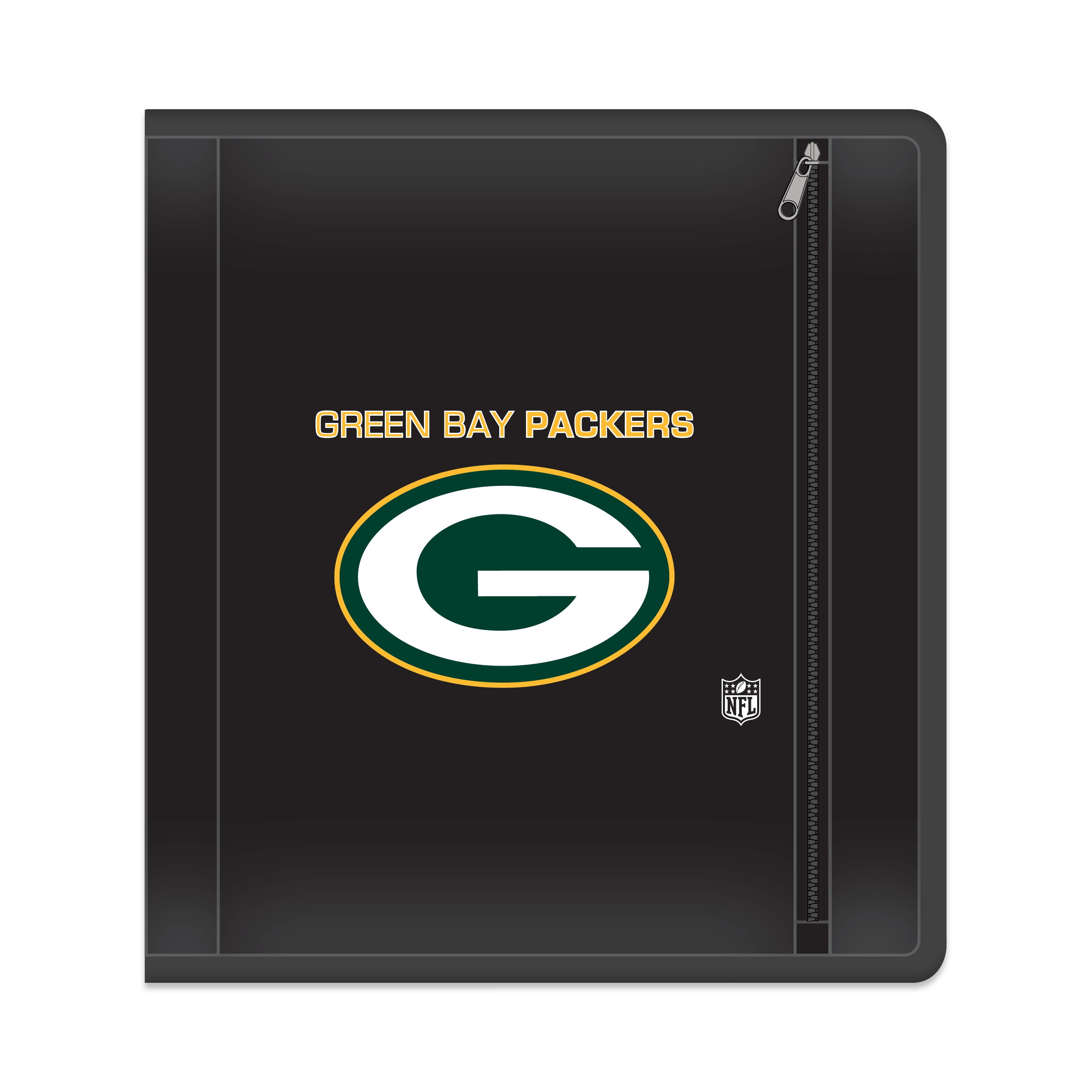 NFL Green Bay Packers Zippered 3 Ring Binder, 250 Sheet Capacity, 1.625