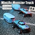thumbnail image 2 of Mini Camion Tout-Terrain avec Lumières, 1:64 Mini Camion Monstre Rc, Télécommande 2.4ghz, 3 Vitesses Réglables, Camions Rc Rechargeables USB, Idées Cadeaux de Noël Anniversaire Cool (Bleu avec Camion de Remorquage), 2 of 7