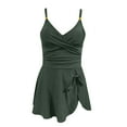 thumbnail image 4 of JSheng Swimming Suits for Women One Piece Fashion Women Solid Color Sexy Strap Bikini Swimsuit Dress Army Green XL, 4 of 5
