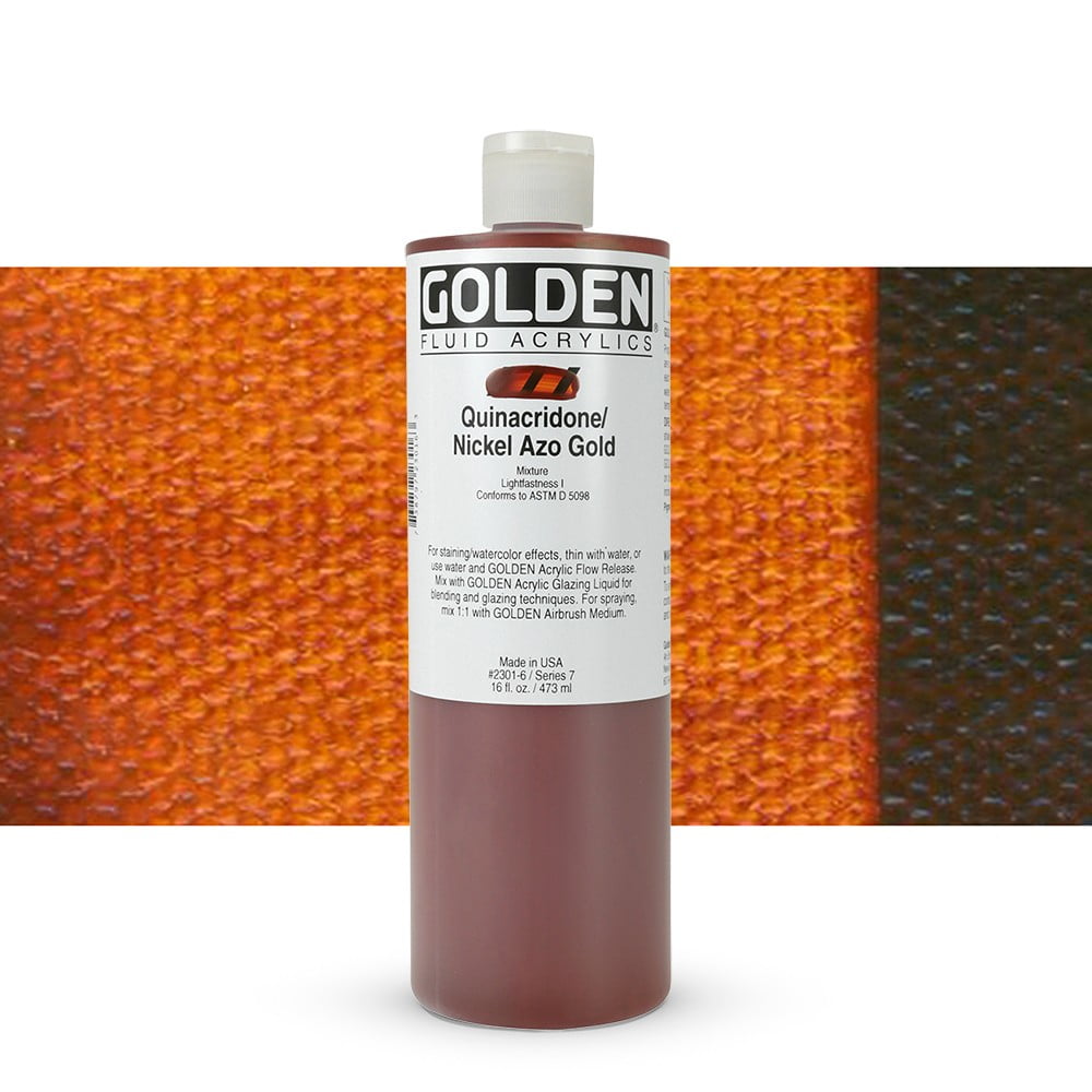 Golden Fluid Acrylics Quinacridone/Nickel Azo Gold, 16 oz bottle