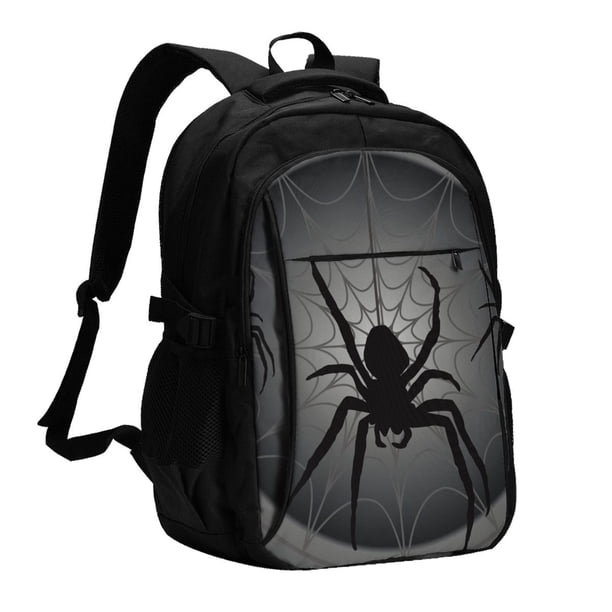Disketp Black Spiders Mochila de Viaje Estampada para Laptop con Puerto de Carga USB, Mochila Impermeable para Computadora – Regalo para Hombres y Mujeres