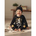 thumbnail image 3 of Miaouyo Baby Boy First New Year Outfit Letter Firework Long Sleeve Romper Pants and Knotted Hat 3 Piece Set, 3 of 9