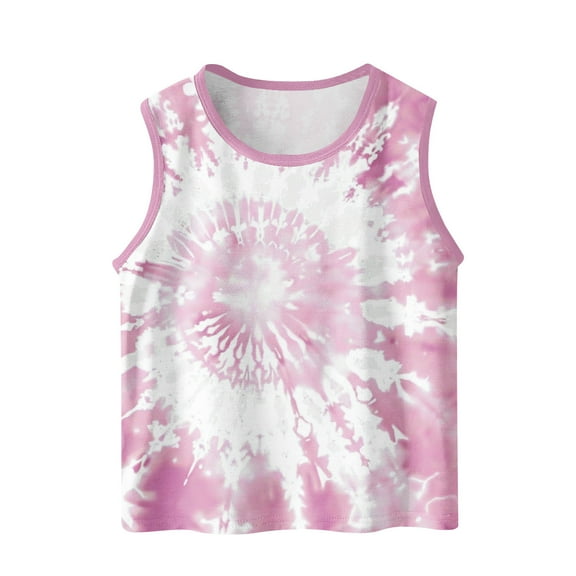 Swuxness Toddler Gradient Sleeveless Crew Neck Tank Top Summer Casual Breathable Stylish Basic Top Pink, 6-7 Years