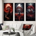 thumbnail image 1 of Designart "Arbre Rouge Occulte de Montagne sous Pleine Lune II" Paysage Arbres Encadrés Ensemble d'Art Mural de 3 - Cadre d'Arbres Rouges Ensemble de Murs pour Décoration Intérieure, 1 of 6