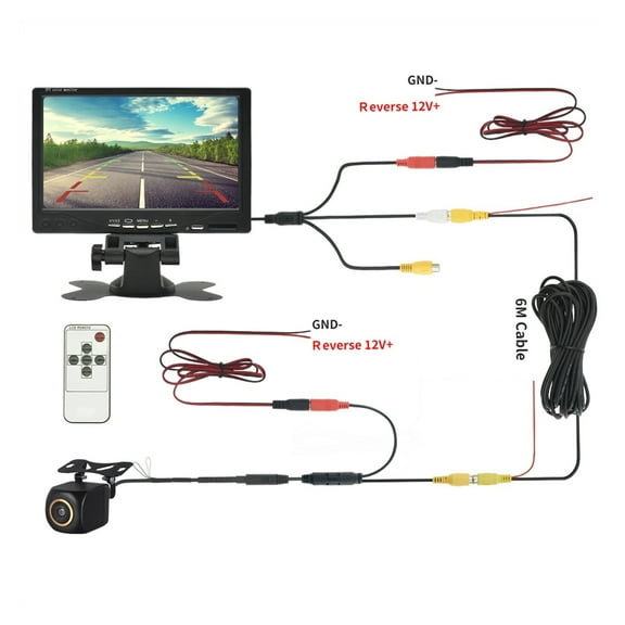 MJDOUD 7 Inch Car AHD Monitor with Rearview Camera 1080P Night Vision 24V Rear Camera Monitor Set for Parking 1024*600 Screen ,Effortless Control
