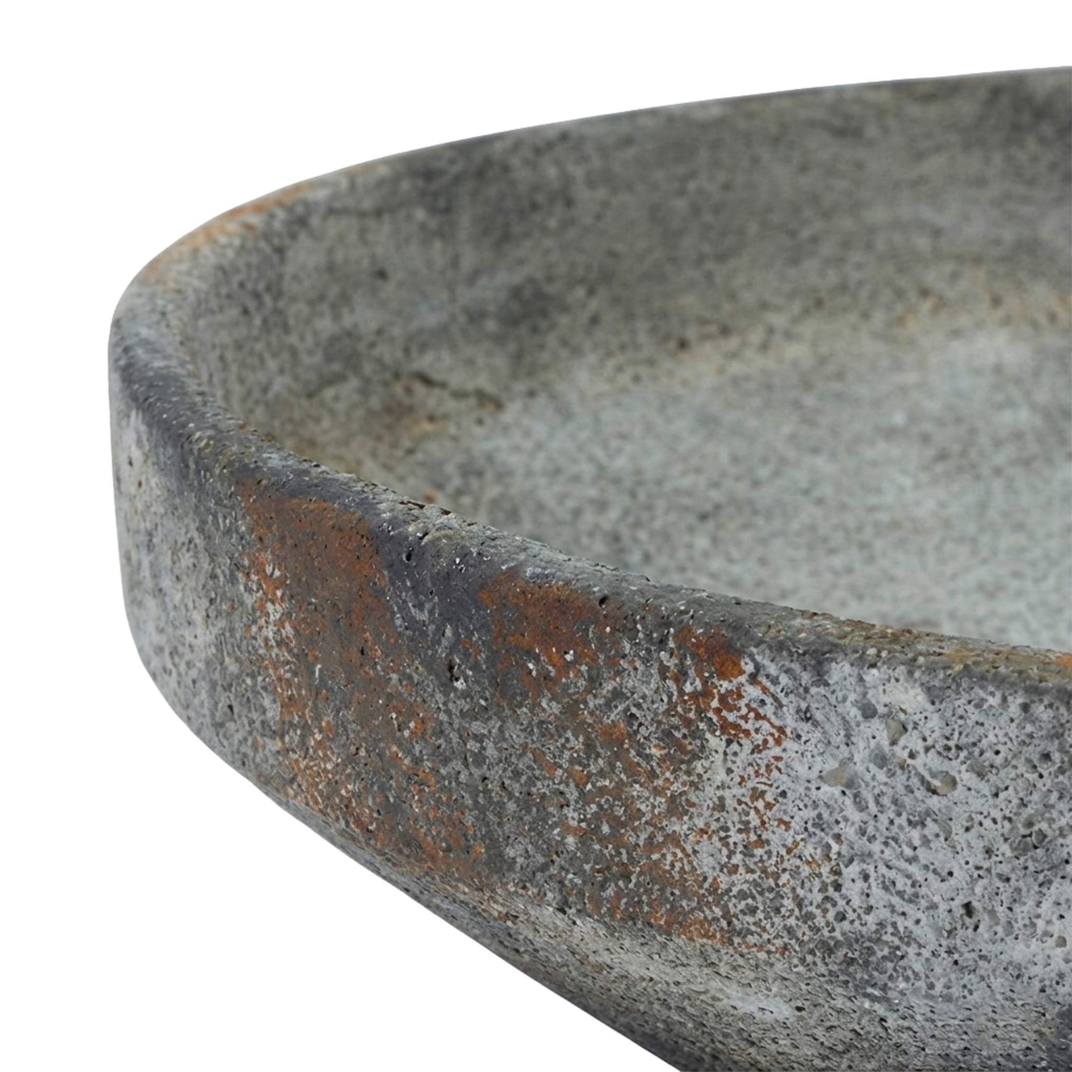 DecMode 12" Round Textured Dark Gray Ceramic Decorative Bowl with Brown Accents