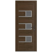 Front Exterior Prehung Metal-Plastic Door Frosted Glass | Manux 8933 Walnut | Office Commercial and Residential Doors Entrance Patio Garage W30x80 Left-hand