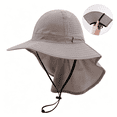 thumbnail image 2 of OIOLOYJM Sun Hats for Women Men with Neck Flap Packable UPF UV Protection Wide Brim Bucket Hat with Adjustable Strap Summer Breathable Vacation Hiking Fishing Hats Light Gray, 2 of 4