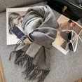 thumbnail image 5 of Bufanda de lana 100 % para mujer y hombre, estilo británico, tartán, cachemir liso, bufandas con borlas, bufanda cálida de invierno para mujer, chal 2024, 5 of 5