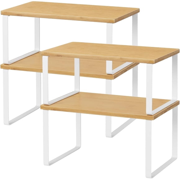 Shelf Organizer NEX, armario de cocina y encimera de bambú, juego de 4