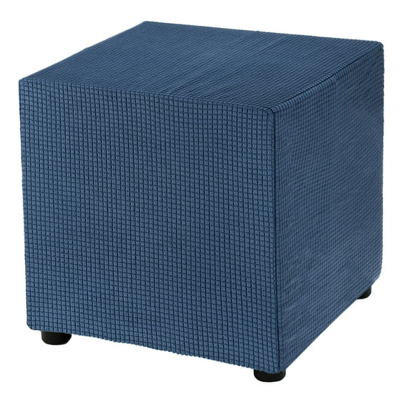 Square Ottoman Cover 18x18x18inch Polyester Ottoman Slipcovers, Navy Blue