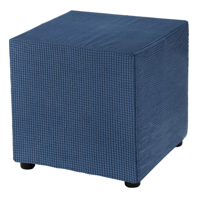 Funda de otomán cuadrada 18x18x18 pulgadas, fundas de otomán de poliéster, azul marino
