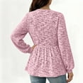 thumbnail image 4 of Xuyuer Waffle Knit Tops for Women Empire Waist Flowy Ruffle Peplum Babydoll Tops Crewneck Long Sleeve Tunic Sweaters, 4 of 5