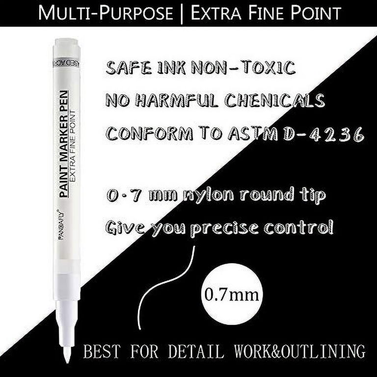  White Paint Pen,4 Pack 0.7mm Acrylic White Permanent