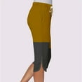 thumbnail image 4 of DeHolifer Capris Pants for Women Elastic Waisted Color Block Drawstring Split Sports Casual Capris Pants with Pocket Khaki XL, 4 of 7