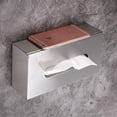 thumbnail image 4 of Cubierta rectangular para caja de pañuelos - Elegante cubierta facial de papel de acero inoxidable, moderno soporte de metal para caja de pañuelos para dormitorio/baño/tocador/encimera/tocador/so, 4 of 5