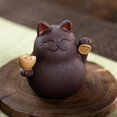 thumbnail image 2 of Té chino Zisha para mascotas Lucky Wealth RICH Cat Tea Pet Arcilla morada hecha a mano para regalo de Kungfu Accesorios para bandejas de té de agua Bandeja de té hecha a mano para los amante, 2 of 2