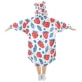 thumbnail image 2 of FORMRS Wearable Blanket Hoodie with Sleeves for Kids Cozy Flannel Sweatshirt, Playful Strawberries, 2 of 7
