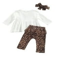 thumbnail image 3 of Bébé Fille 3Pcs Haut à Volants + Pantalon Léopard + Bandeau Automne Vêtements Ensemble, 3 of 6
