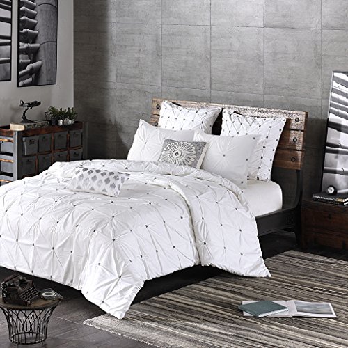Ink+Ivy Nadia Dot Metallic Embroidery Pillow, Oblong, Silver