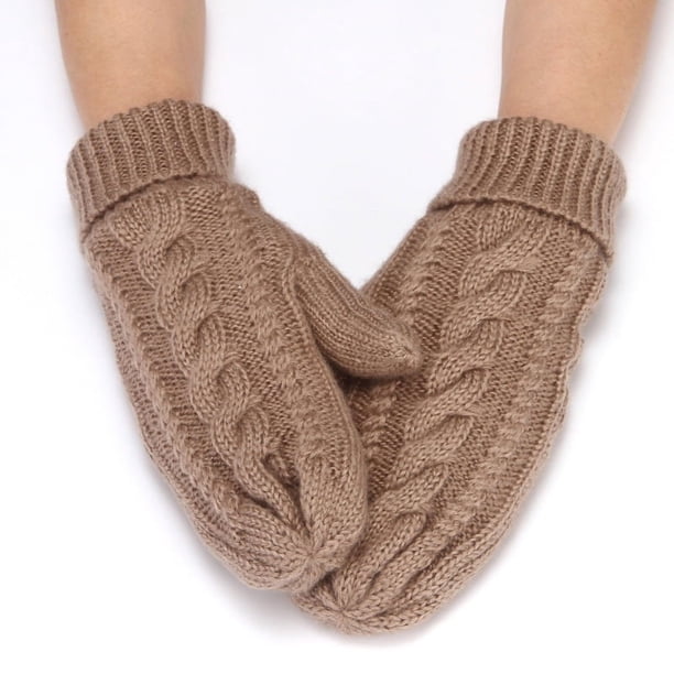 Guantes de punto para mujer, estilo invernal, cálidos, de terciopelo grueso, resistentes al frío, de color sólido, para montar a caballo y para hombre