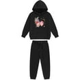 thumbnail image 4 of SYMOID Girls' Black Tracksuit Set - Soft 100% Polyester Hoodie with Butterfly Floral Print & Jogger Pants, Elastic Waist, Machine-Washable for Ages 3-12,Size 10 T, 4 of 4