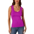 thumbnail image 3 of TrendOFT Workout Tank Tops for Women Undershirt Ribbed Sleeveless Scoop Neck Casual Layering Summer Basic Tanks Top Hot Pink XL, 3 of 5