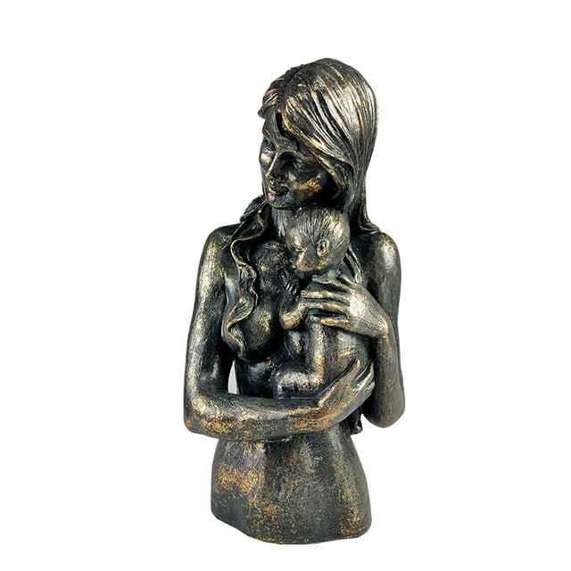 Escultura, estatua de resina, madre e hijo, higo humano artístico