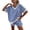 Blue, variant on Women's Striped V Neck Short Sleeve Top & Side Pocket Shorts Set Horizontal Stripe Casual Summer Outfit Green,L