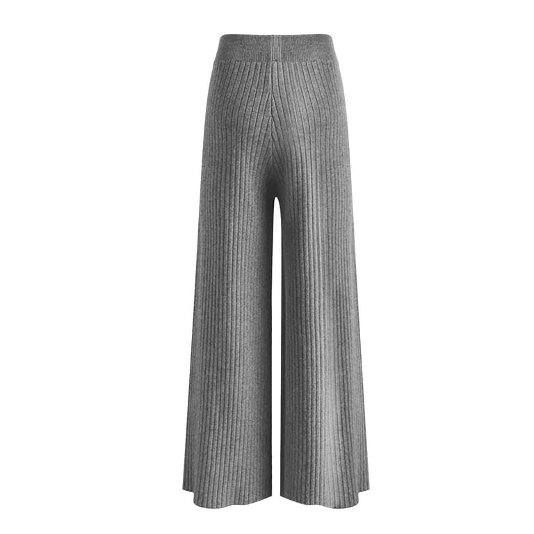 Manxivoo Women's Pants Womens Rib Knit Wide Leg Pants