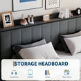 thumbnail image 6 of Lift Up Storage Bed Frame King Size, Metal Bed with Storage Headboard, Wood Slats Support, No Box Spring Needed, 6 of 8