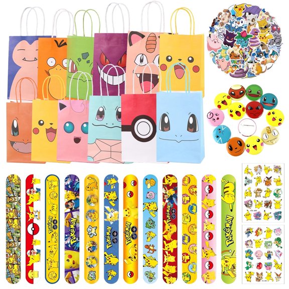 Moerstar 88 Pcs Pokemon Party Favors Set for Kids, Pokemon Birthday Party Supplies, Cartoon Birthday Party Decorations Kids Gifts, Goodie Bags Stuffers