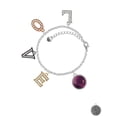thumbnail image 2 of Delight Jewelry Silvertone Round - Imitation Cat's Eye - Purple - Multi-Colored Crystal Love Charm Bracelet, 2 of 5