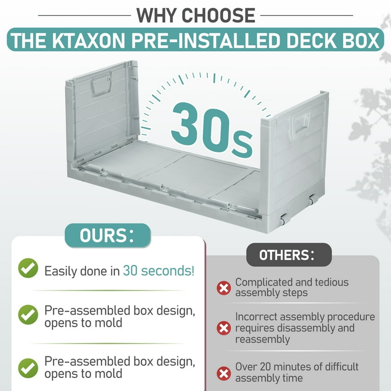 Ktaxon 75gal Outdoor Garden Storage Deck Box, Black Plastic, 44x21