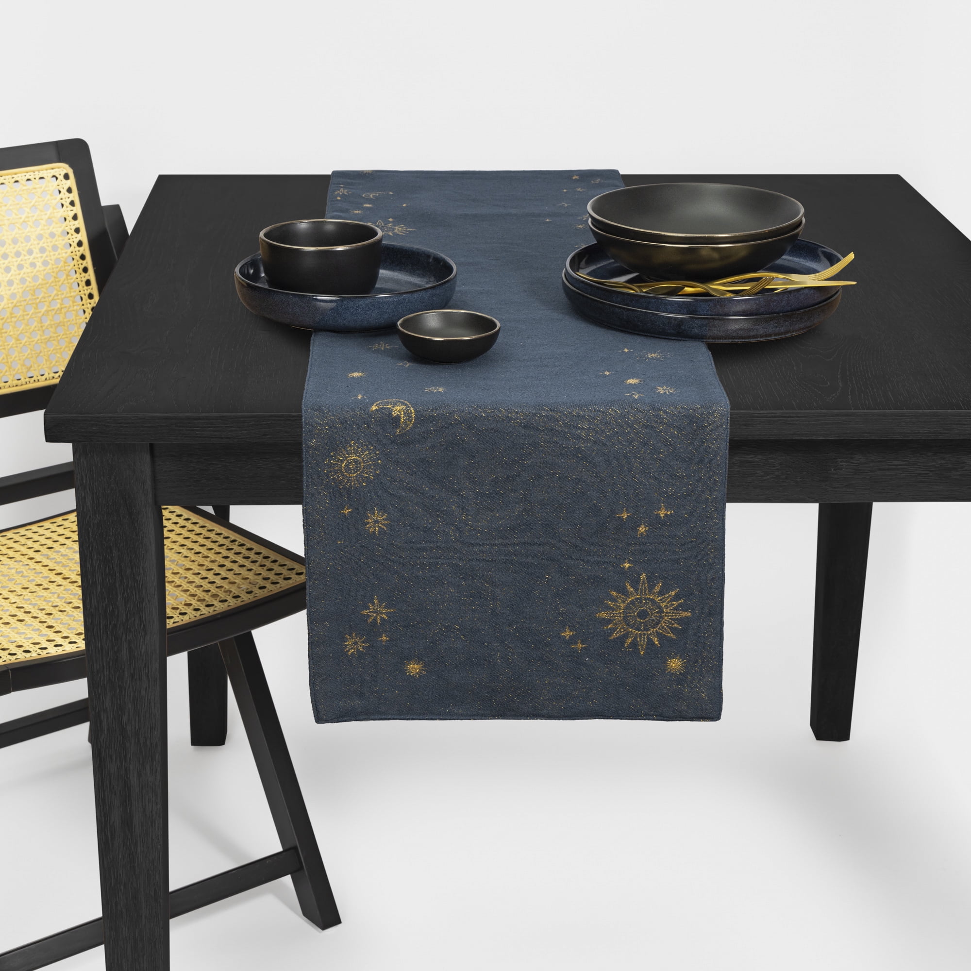 Thyme & Table Celestial Table Runner, Navy, Gold-Tone, 14" W x 72"L