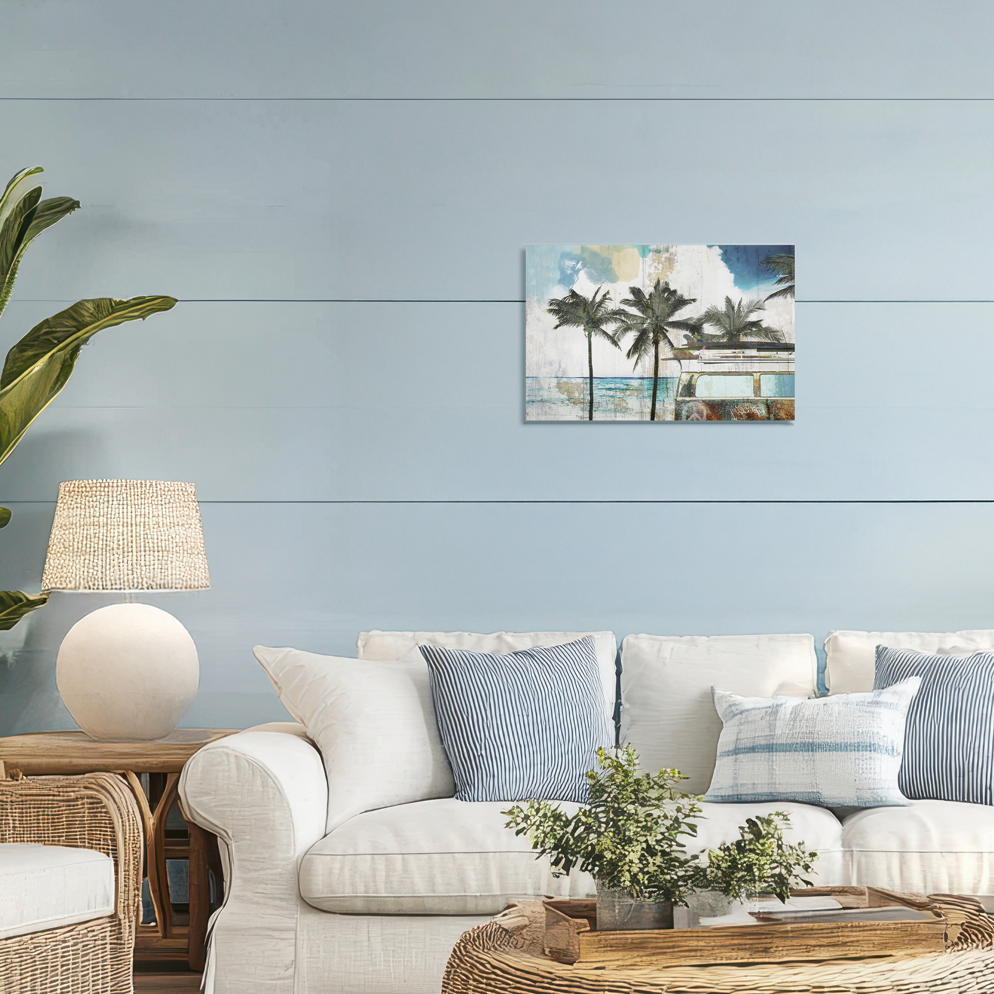 Beach Day Retro Vacation Canvas Wall Art, design by Sasha