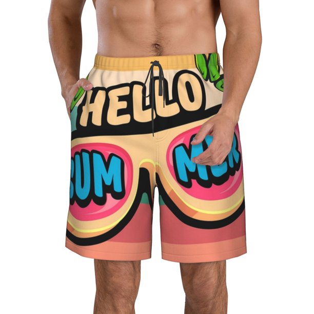 Fotbe Hello Summer Trajes de Baño Estampados para Hombre, Shorts de Verano de Secado Rápido, Ropa de Playa, Bañadores-XX-Large